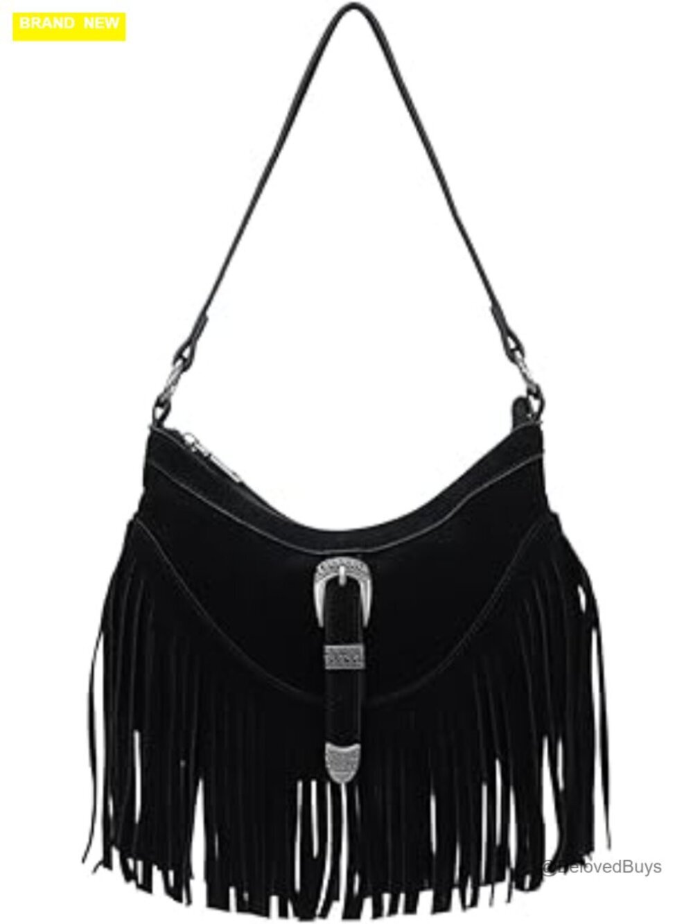 Faux Leather Fringe Hobo Purse with Tassel Detachable Straps